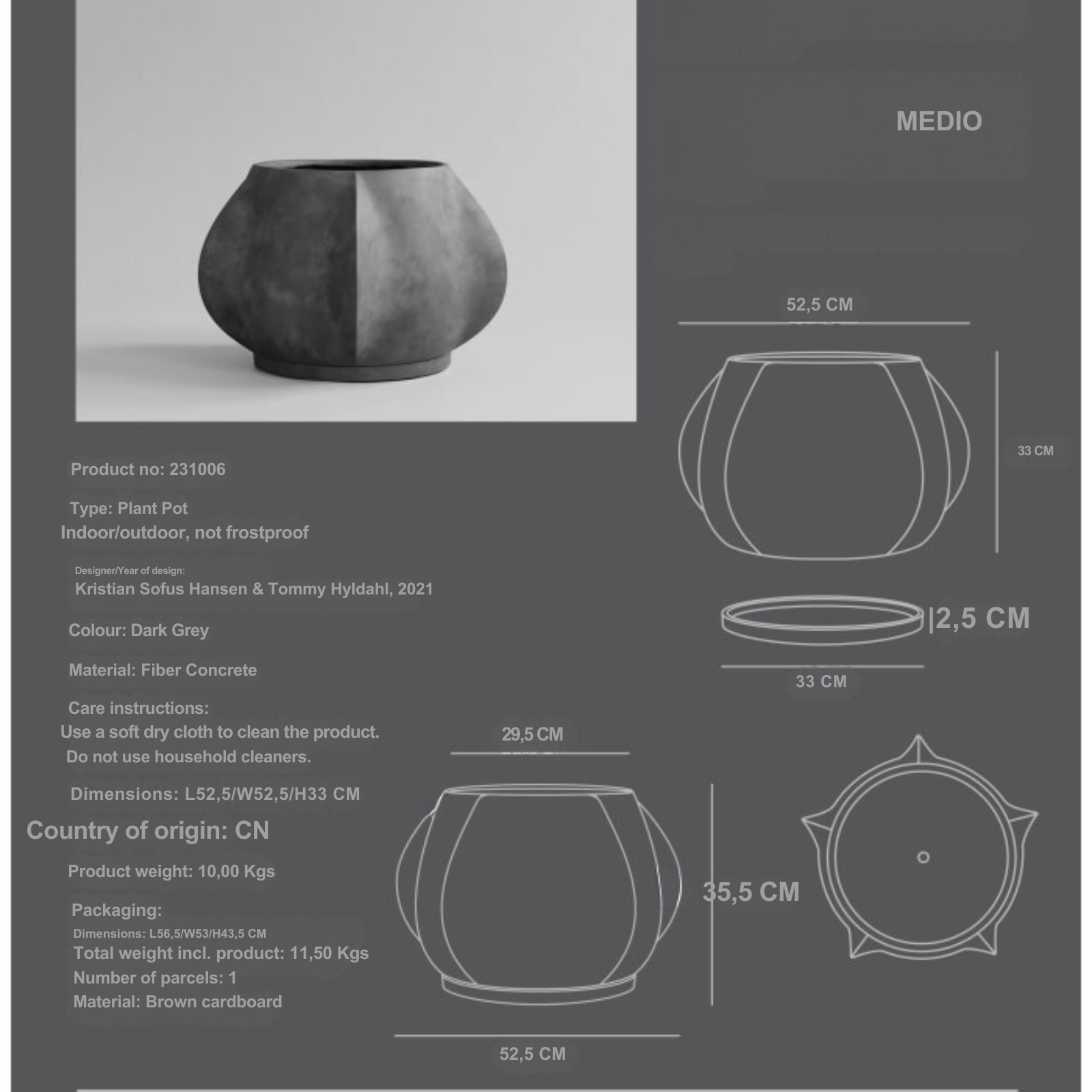 101 Copenhagen Arket Pot Medio Dimensions