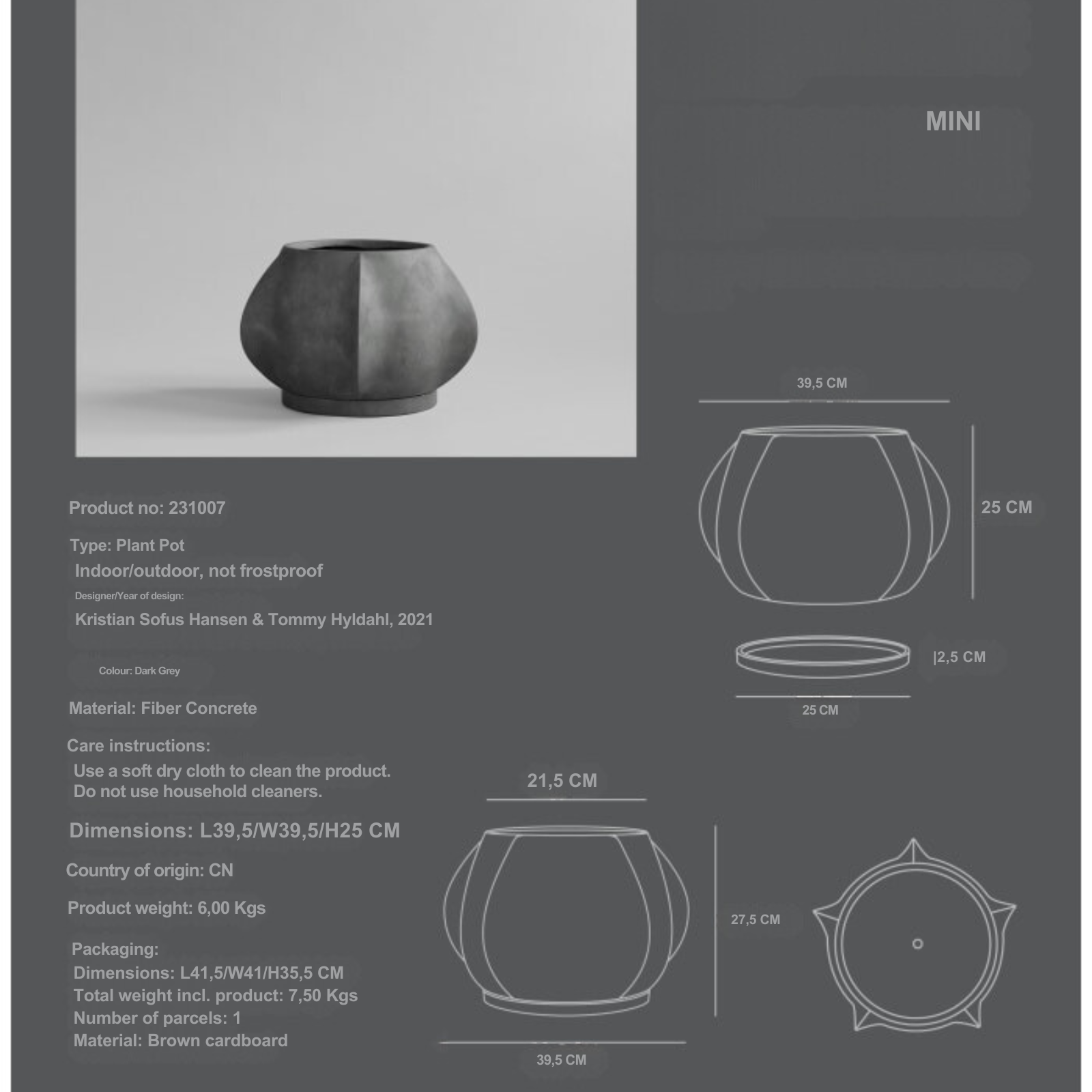 101 Copenhagen Arket Pot Mini Dimensions