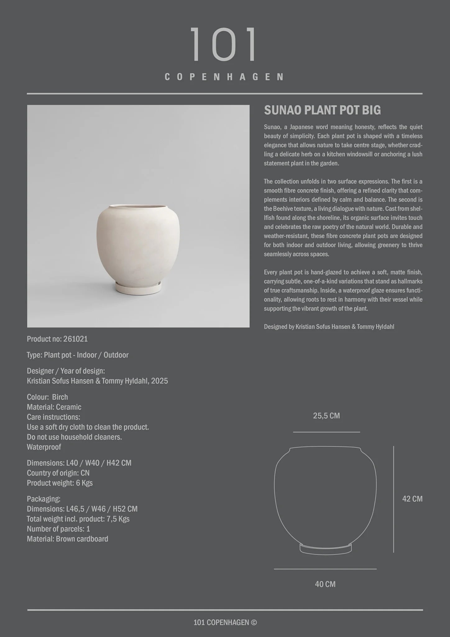 Sunao Plant Pot, Big - Birch
