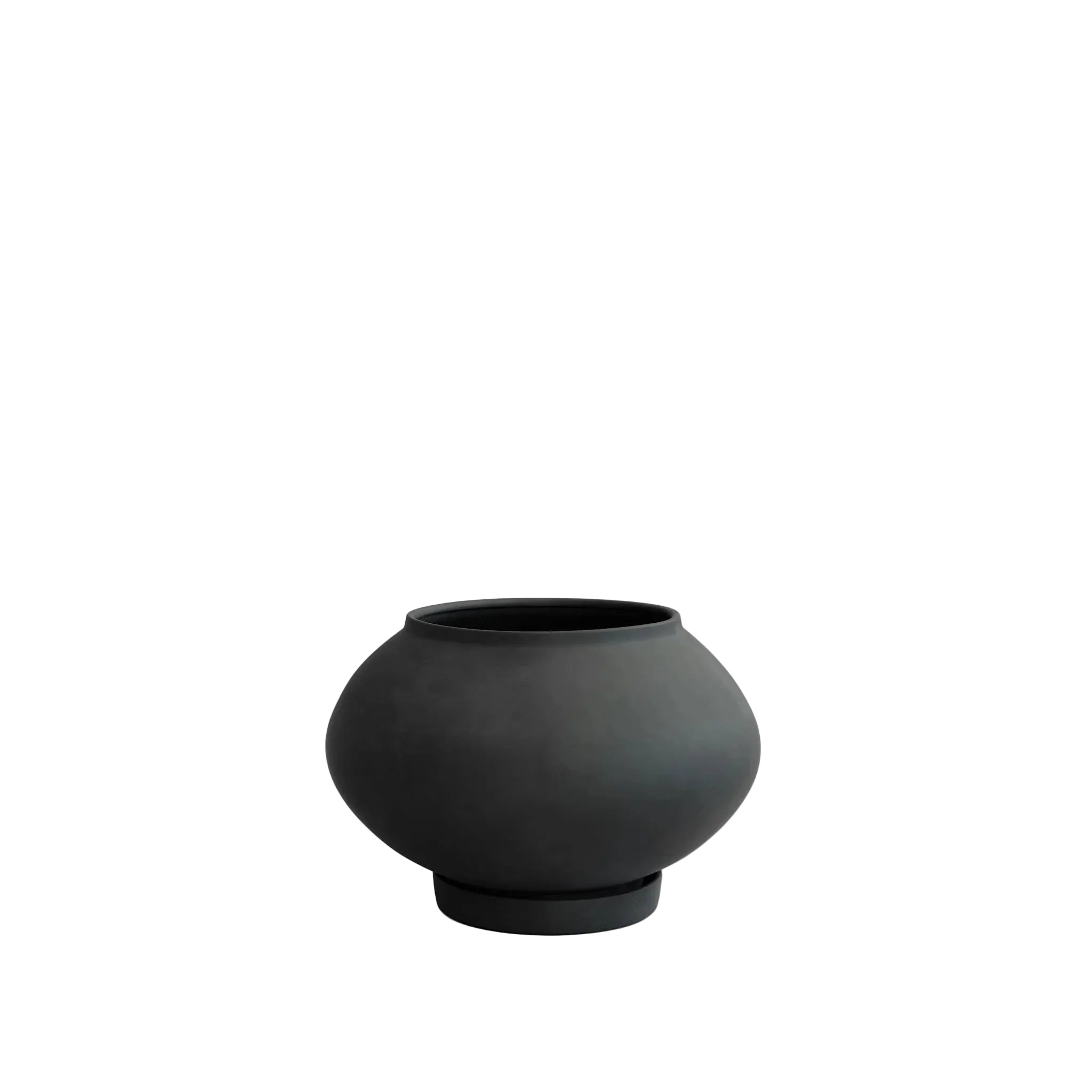 Sunao Plant Pot Fat, Medio - Black