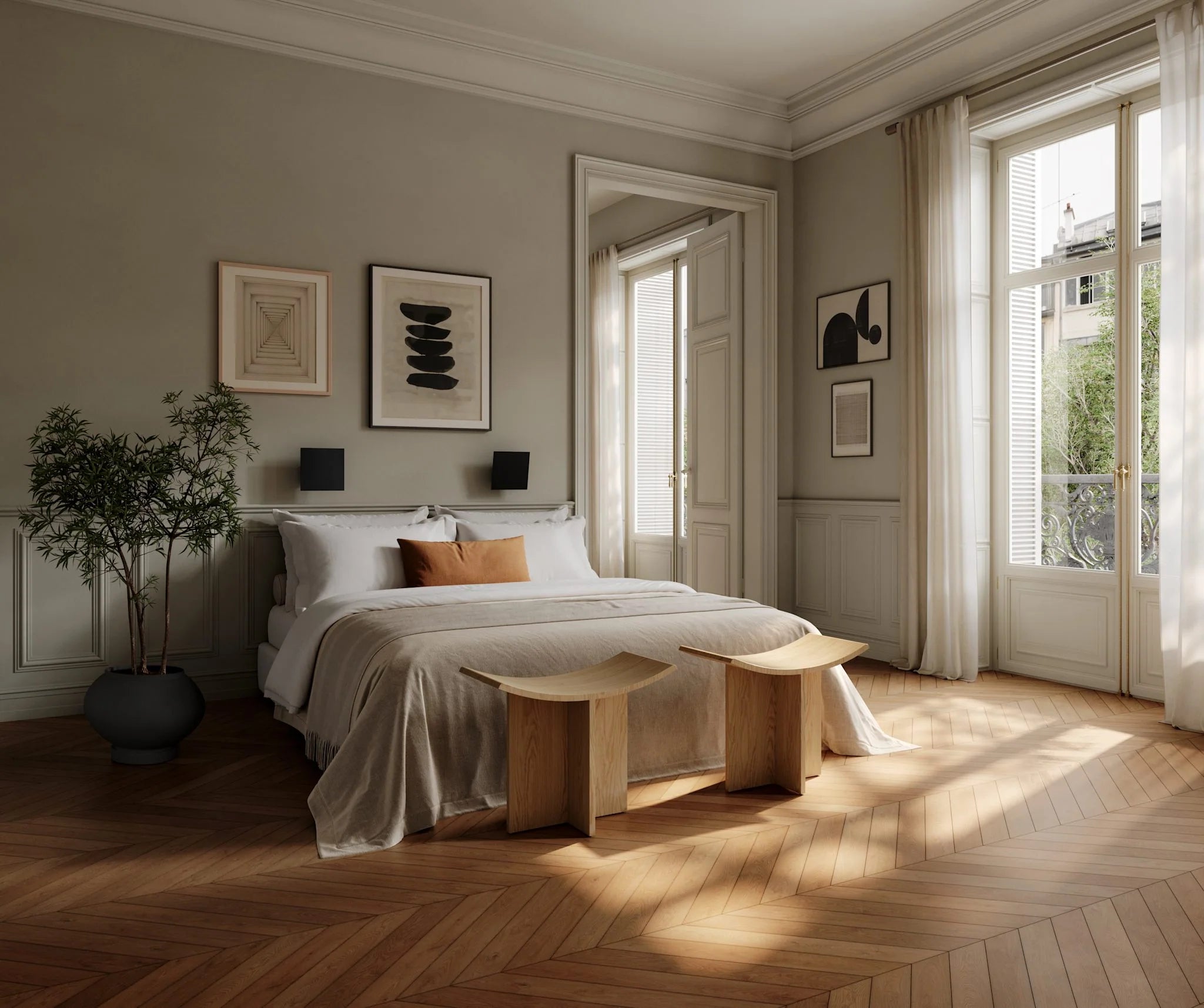 Sunao Plant Pot Fat, Medio - Black