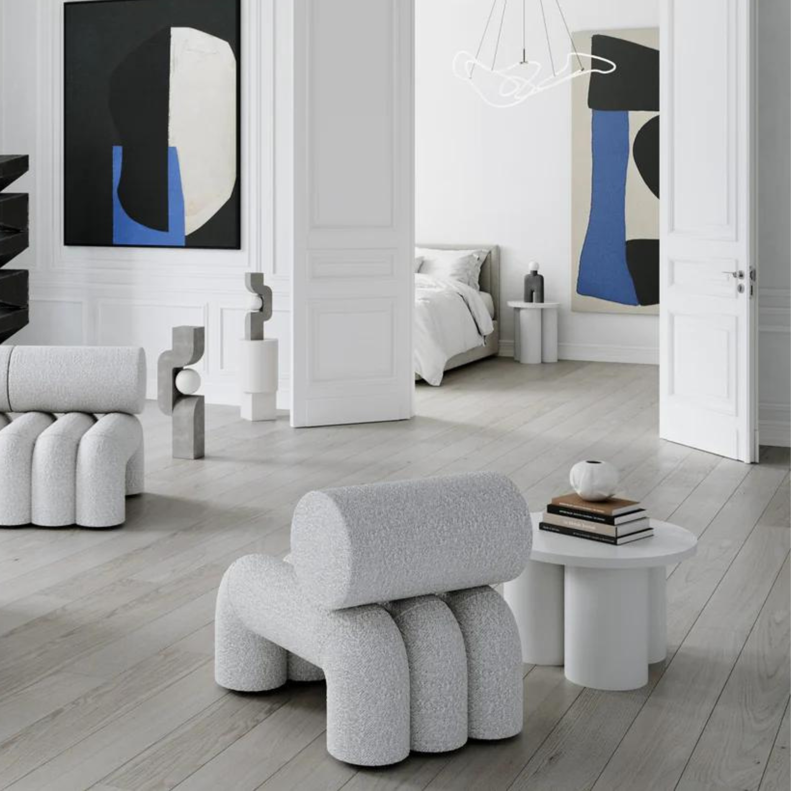 Big Foot Tall | Side Table White Bone