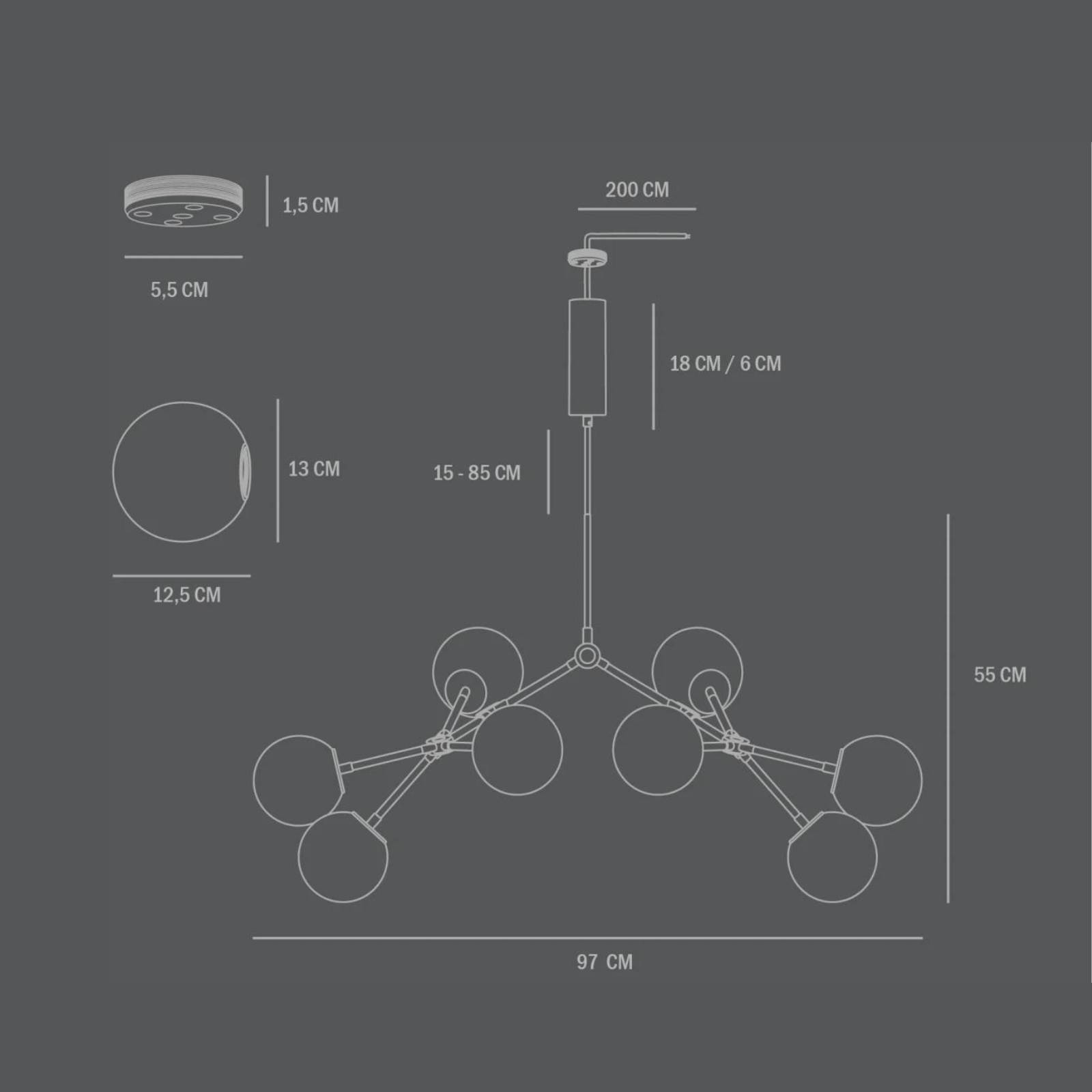 Drop Bulp | Grey Chandelier