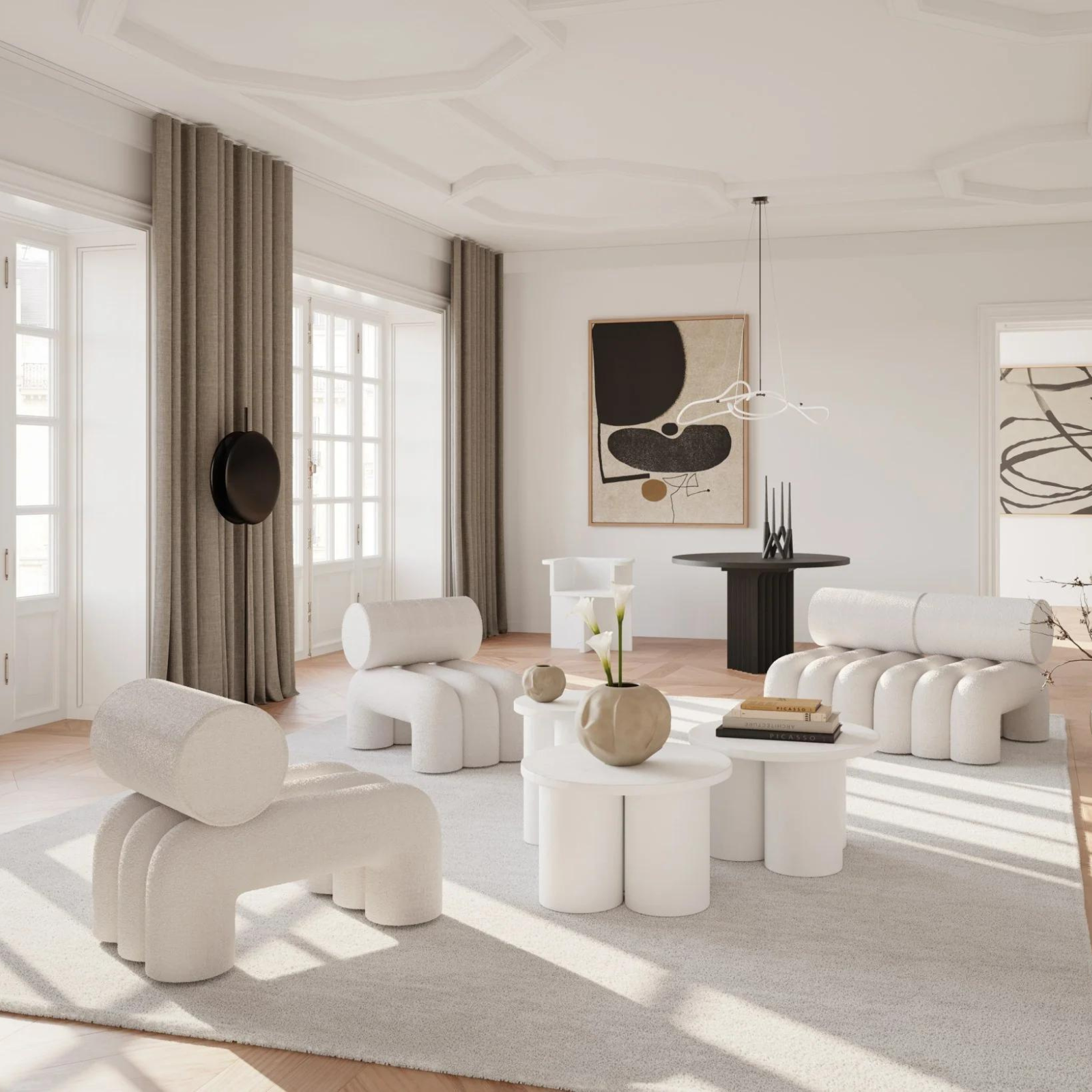 Big Foot Tall | Side Table White Bone