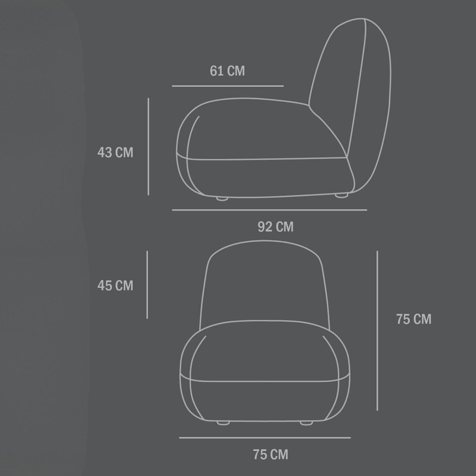 Toe Flat, Warm Ash (C142) | Outdoor Sofa