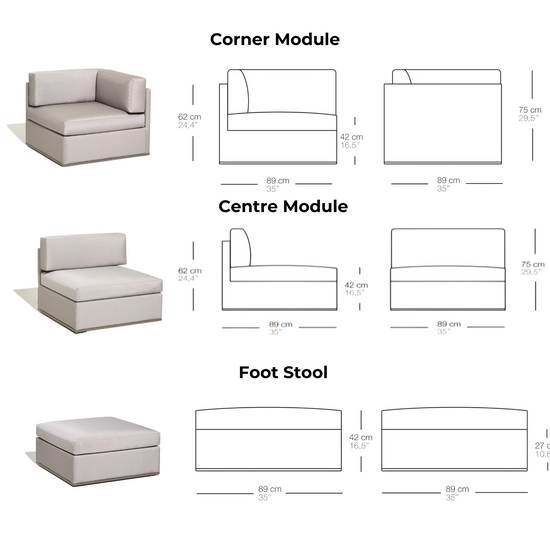 BIVAQ Mood XL Modular Sofa Dimensions