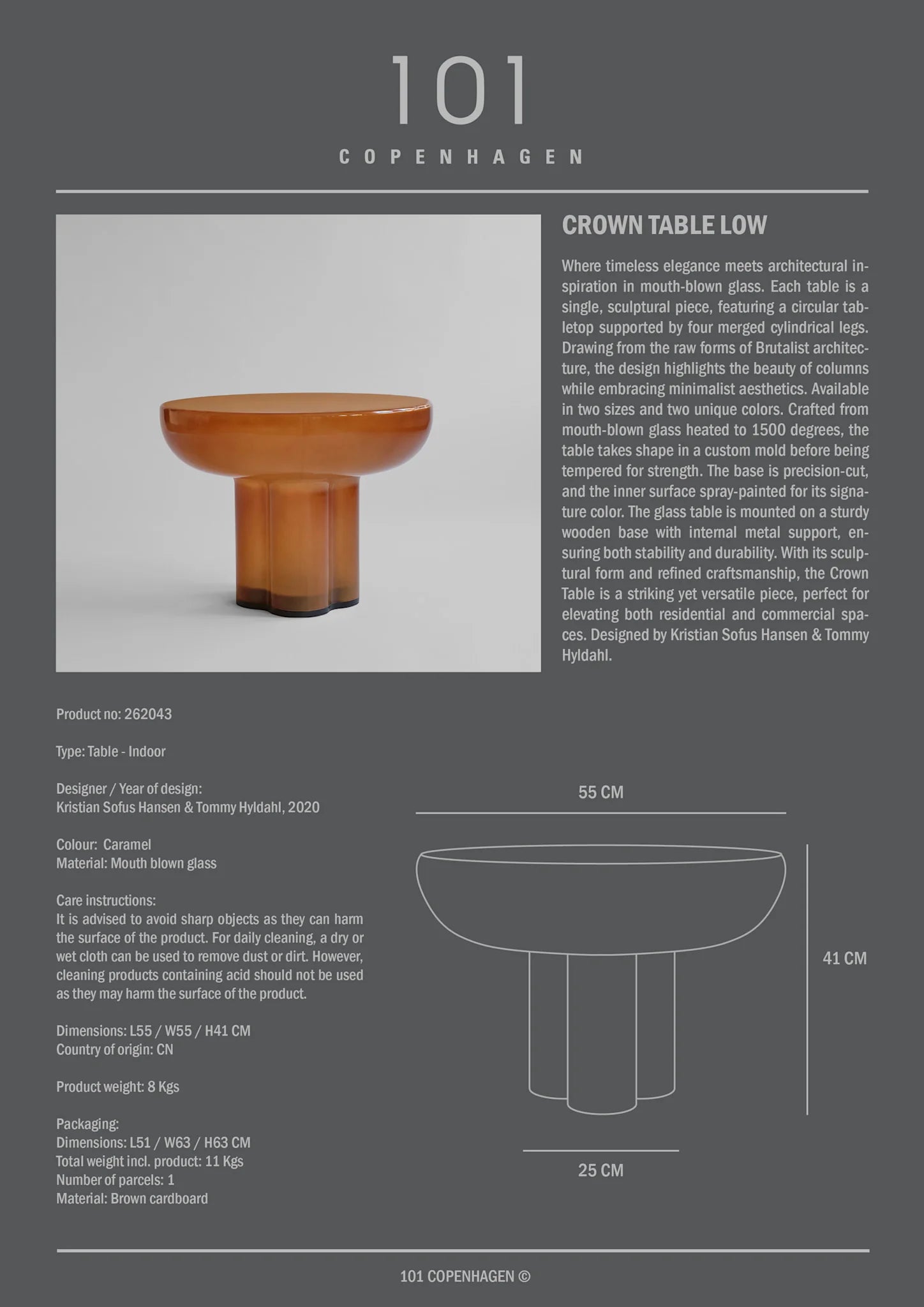 Crown Table, Low - Caramel