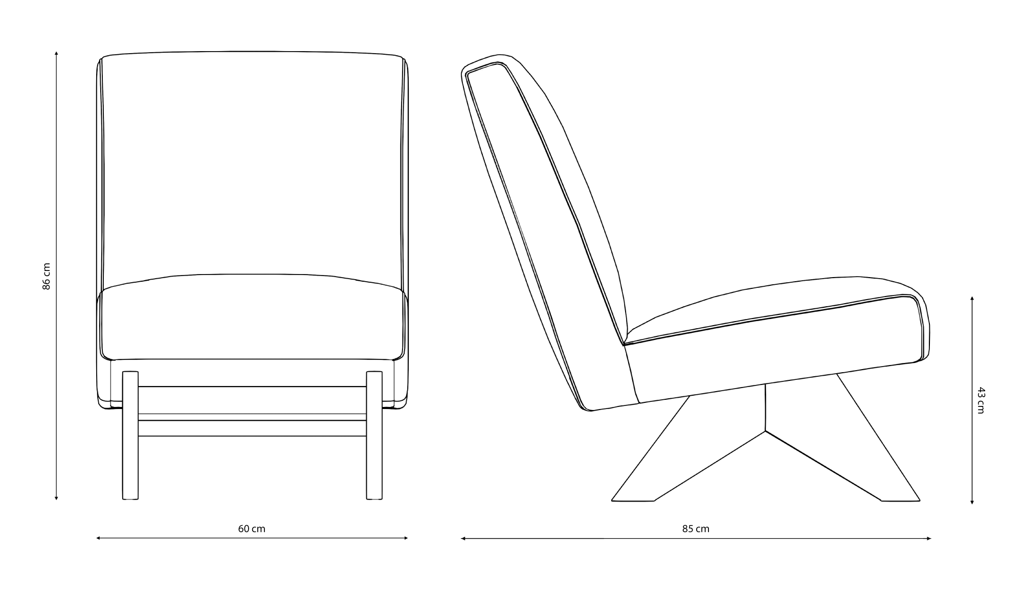 Easy Lounge Armless Sofa Eugene - Boucle creme - Brown frame