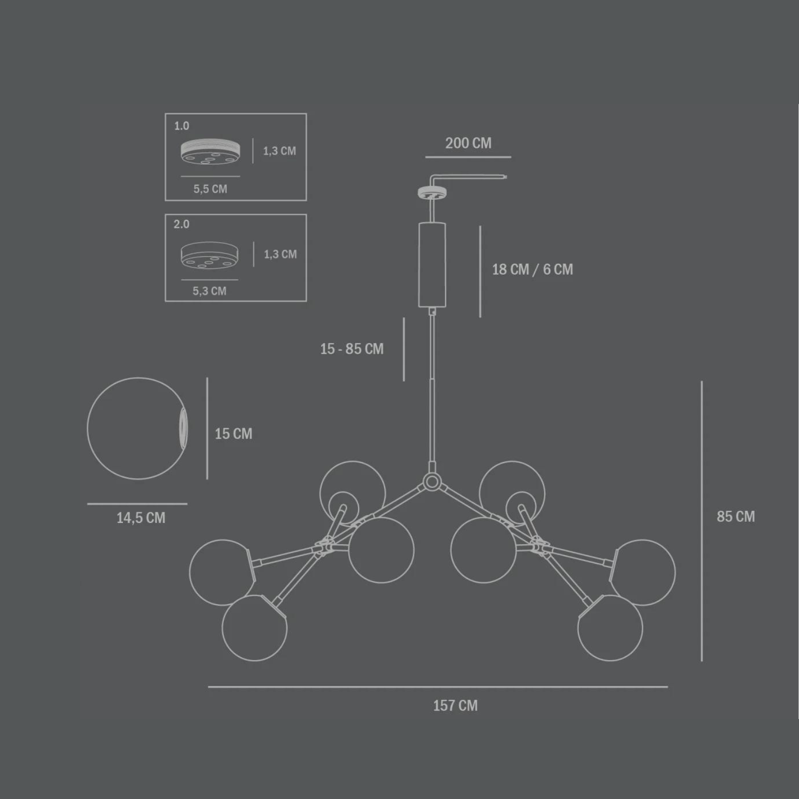 Drop Bulp | Grey Chandelier