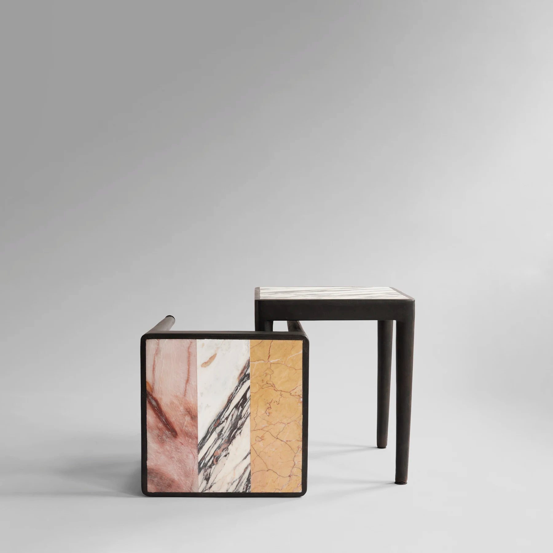 Tairu | Side Table with Striped Stone Top