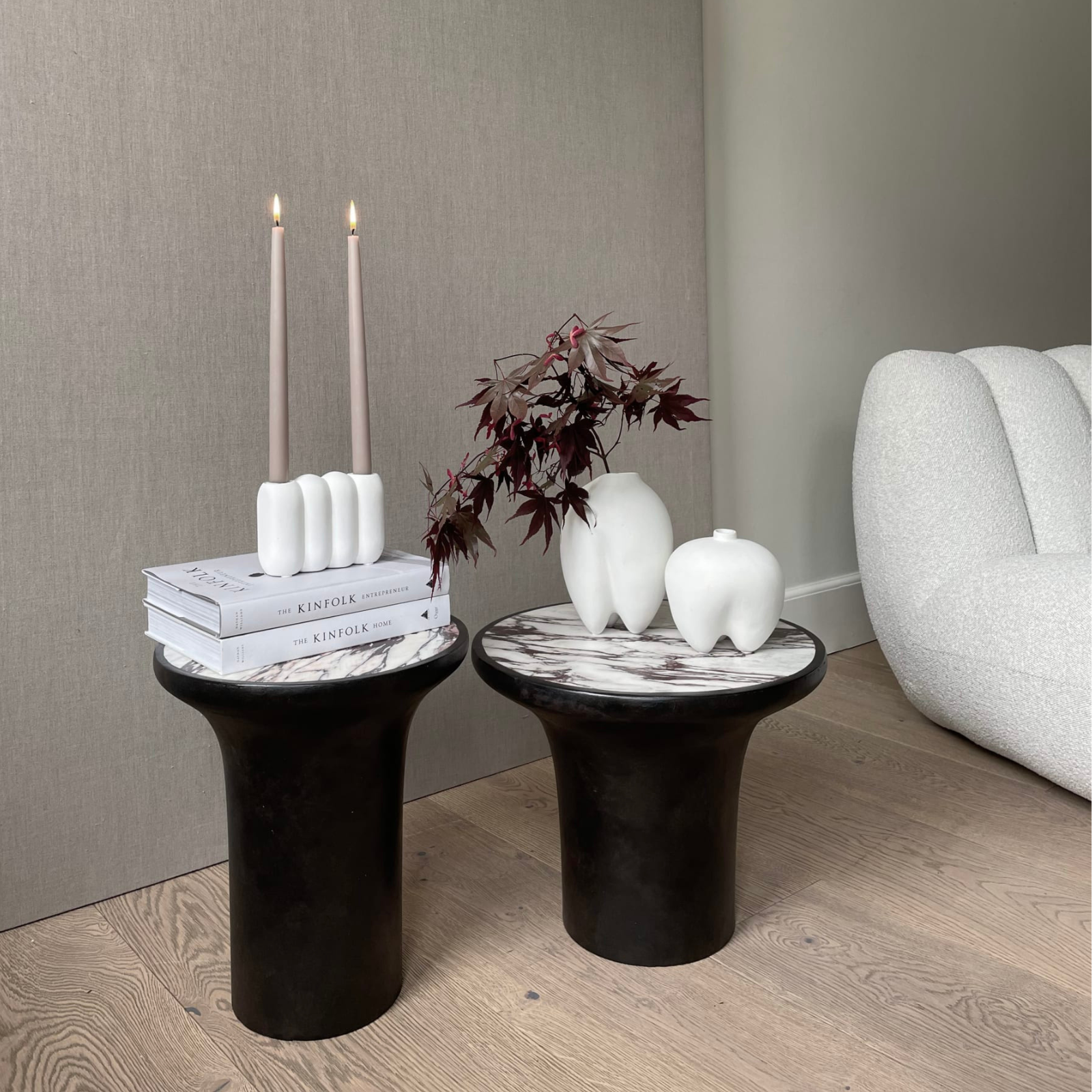 Trumpet | Side Table Tall Calacatta Stone