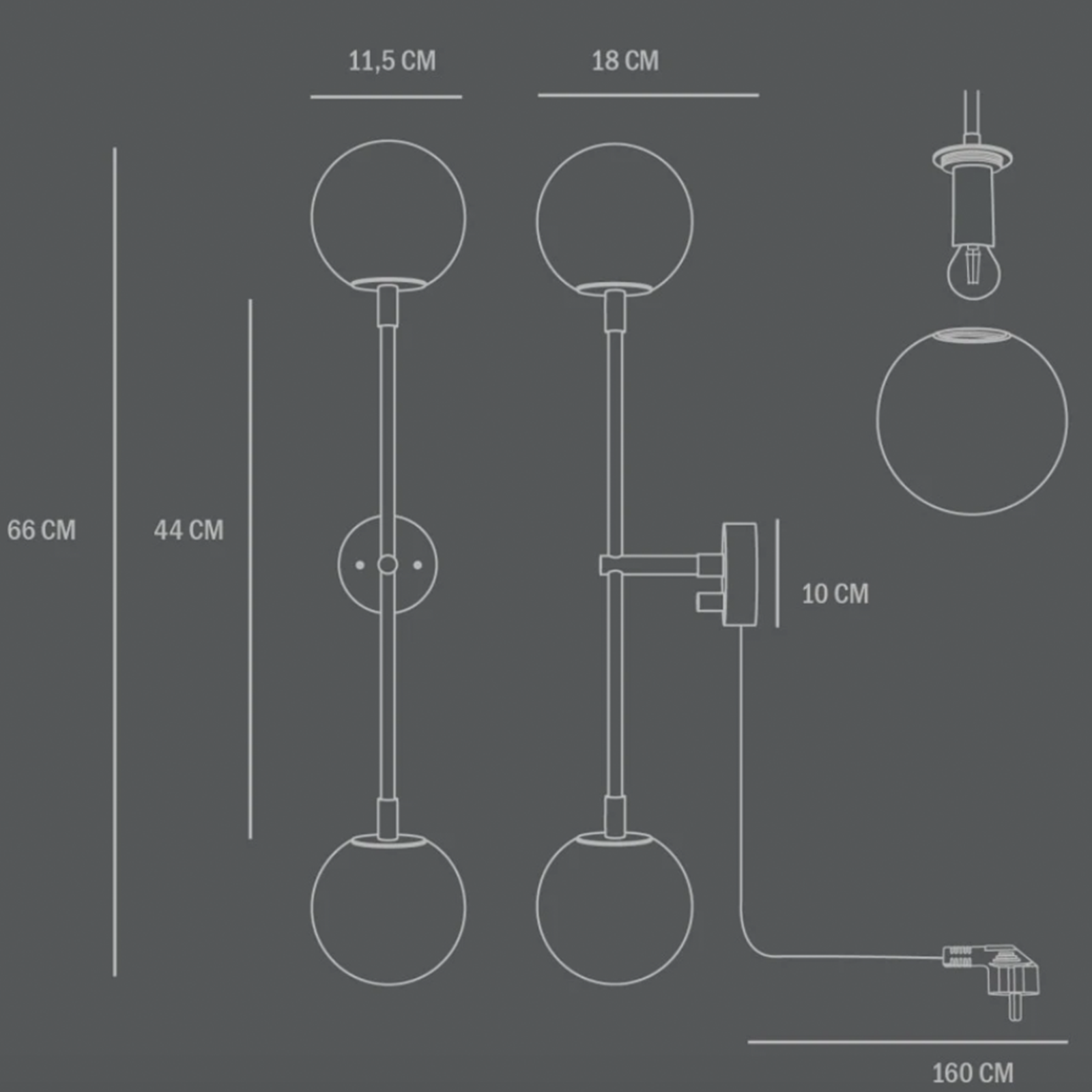Drop Wall Lamp Bulp - Grey