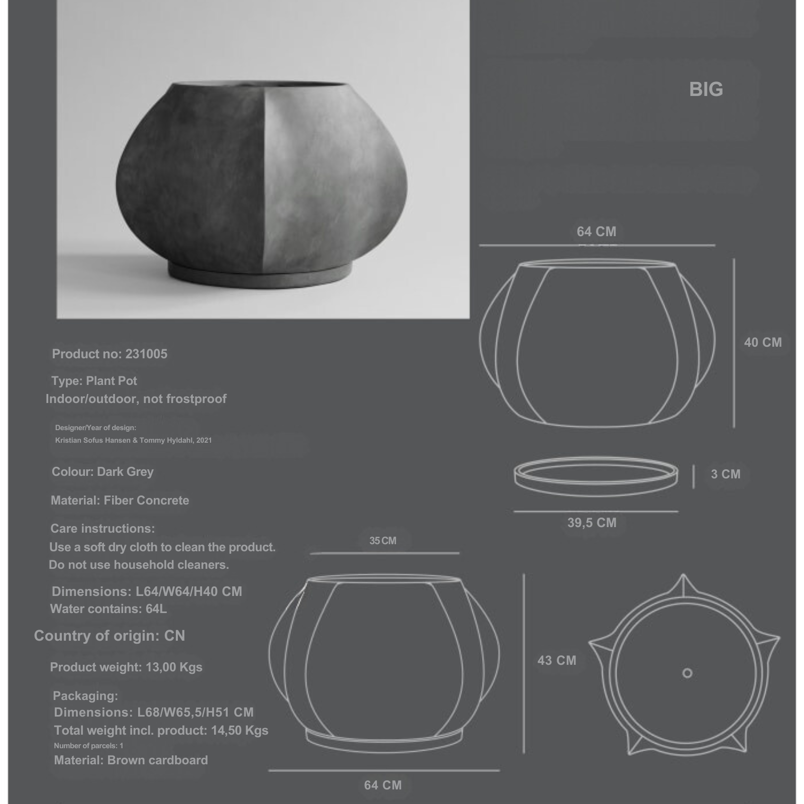 101 Copenhagen Arket Pot Big Dimensions