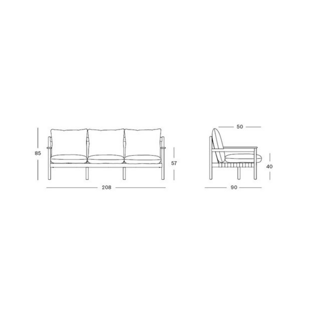 Oda, 3 Seater | Outdoor Lounge Sofa