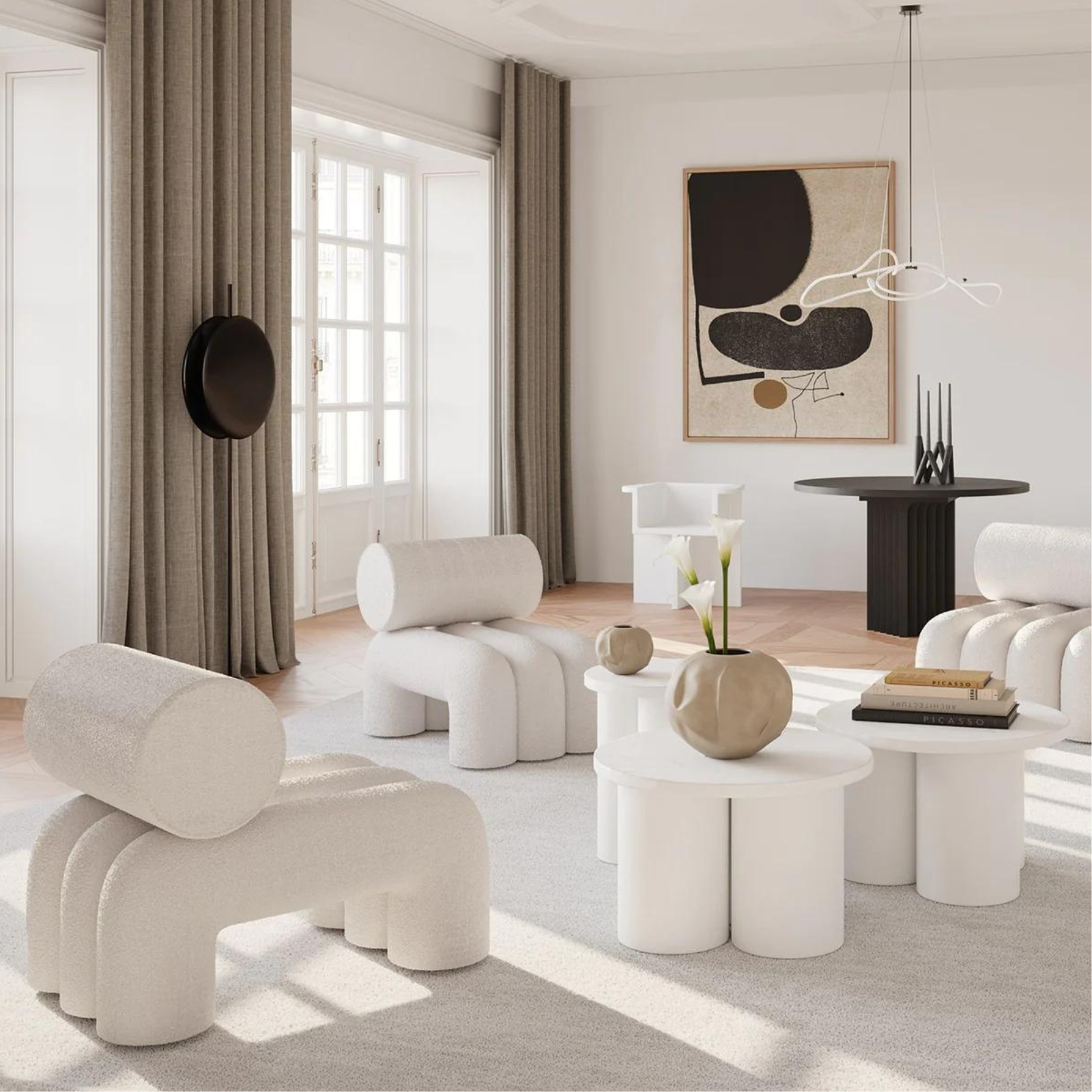 Big Foot Tall | Side Table White Bone