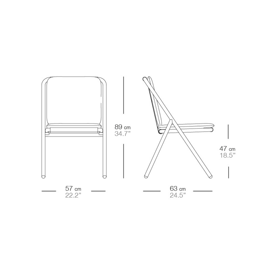 BIVAP Garda Dining Chair Dimensions