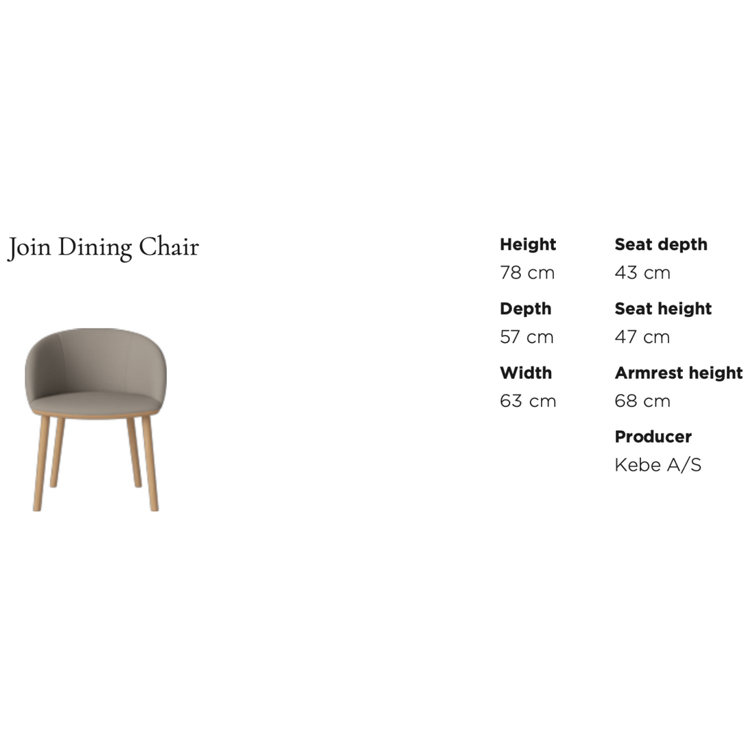 BOLIA Join Dining Chair Dimensions