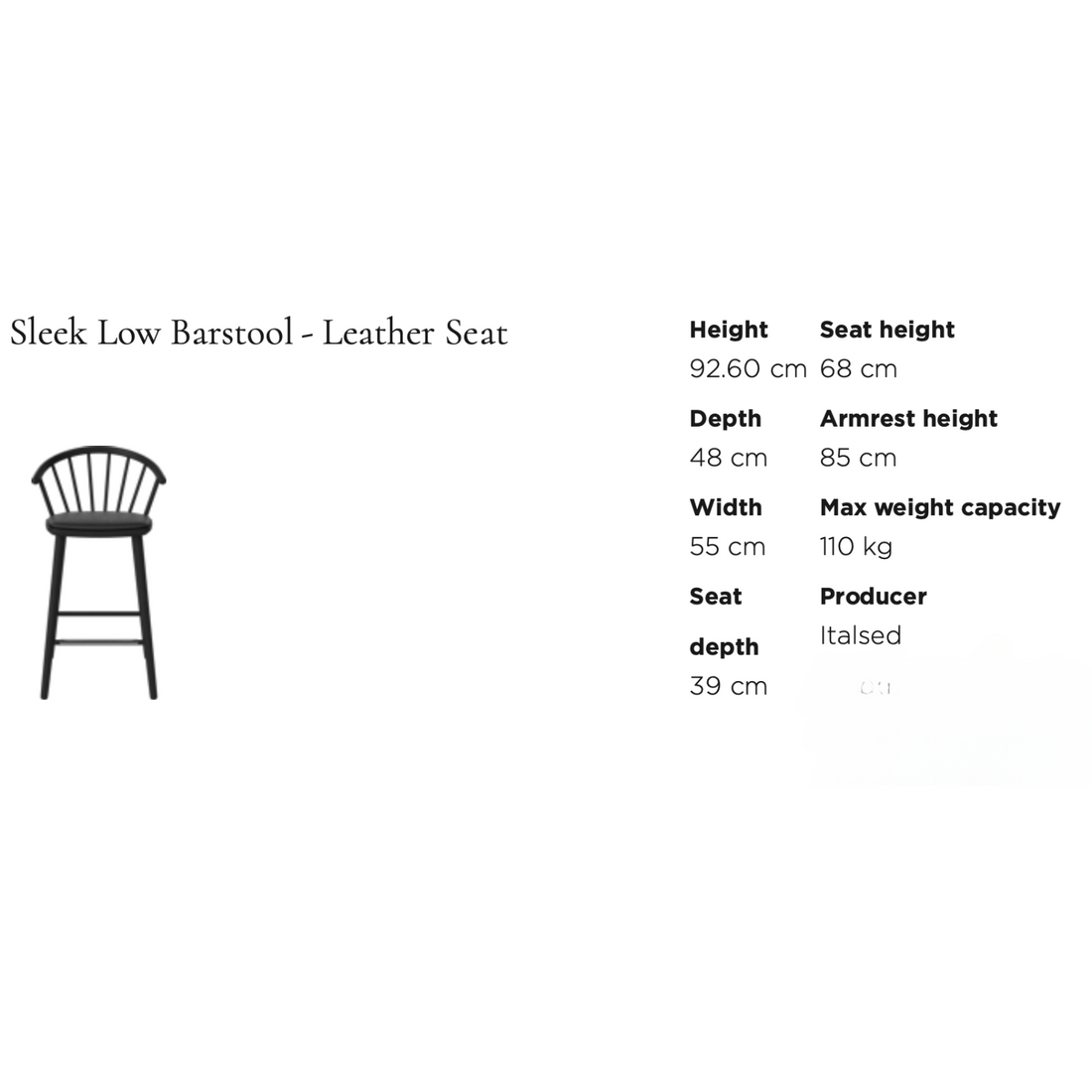 Sleek, Leather Seat | Low Bar Stool