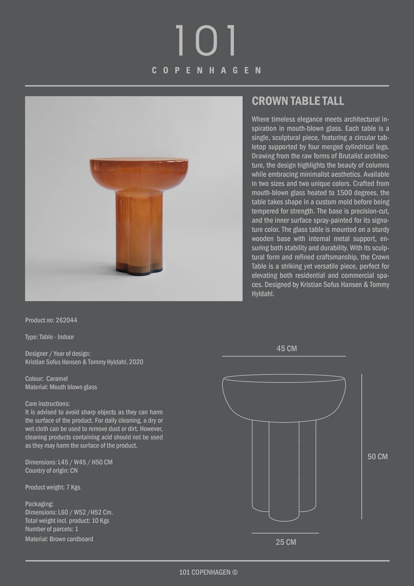 Crown Table, Tall - Caramel