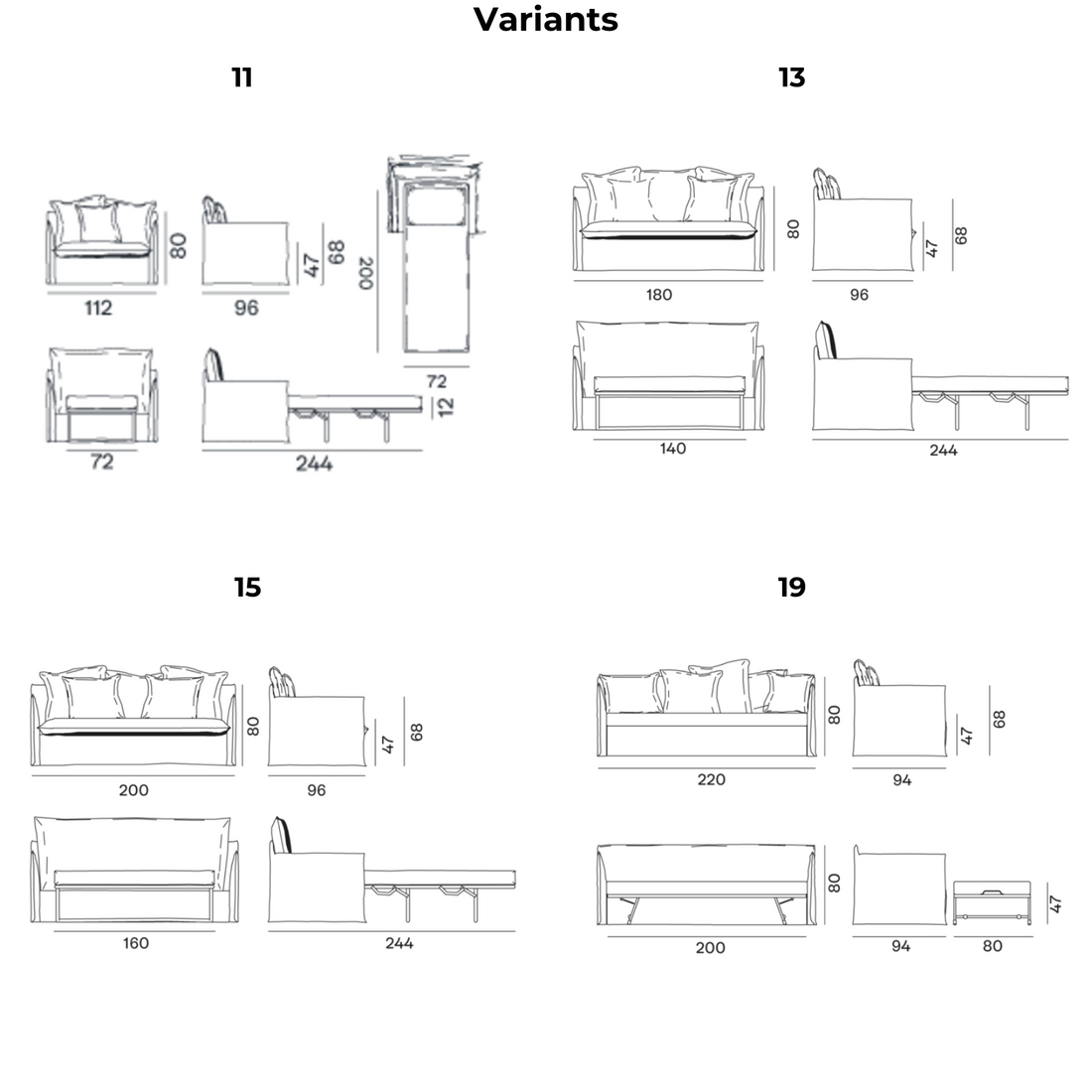 GERVASONI Ghost SofaBed Dimensions