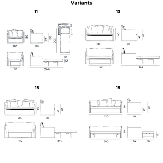 GERVASONI Ghost SofaBed Dimensions