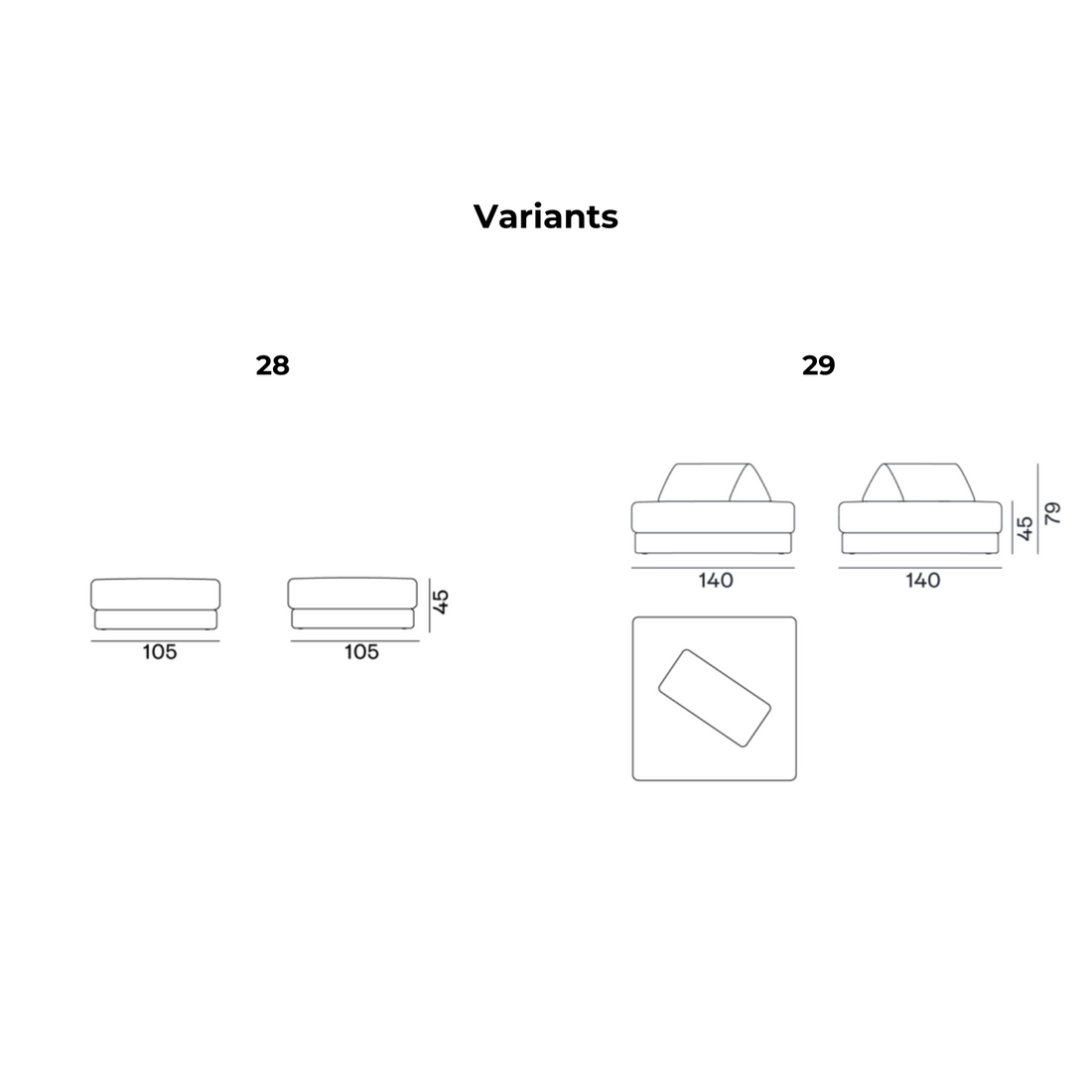 GERVASONI Ottoman Loll Dimensions