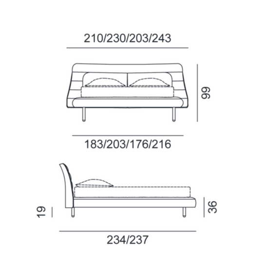 GERVASONI Plumeau Bed Dimensions