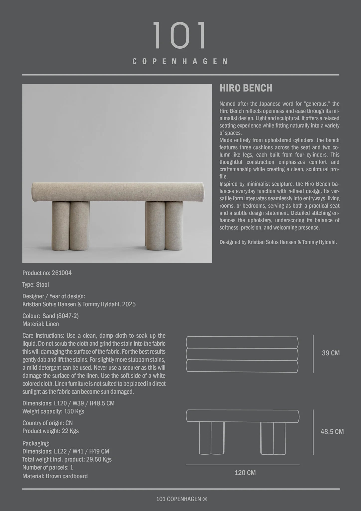 Hiro Bench – Linen
