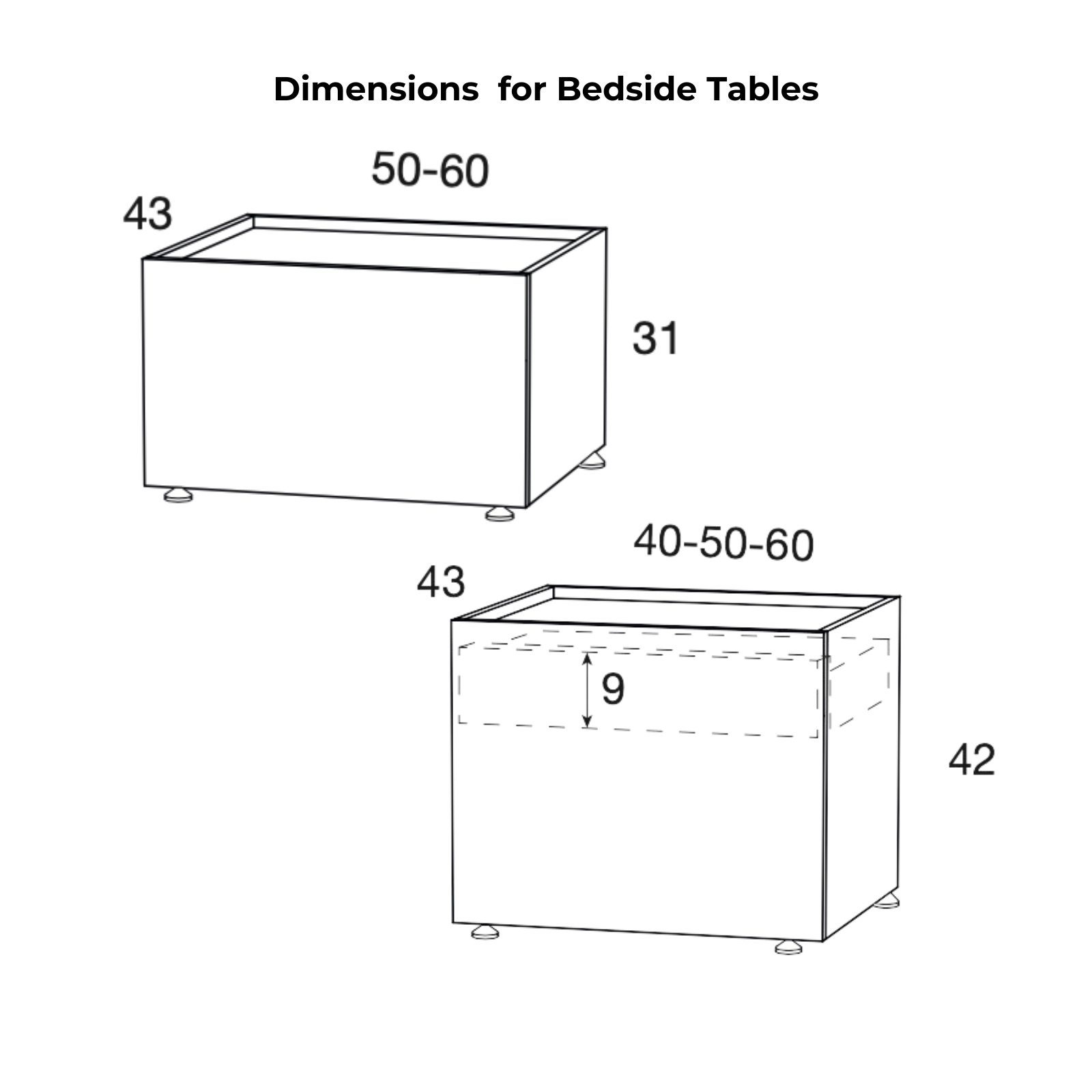 MOBENIA Doan Bed  Dimensions for Drawers