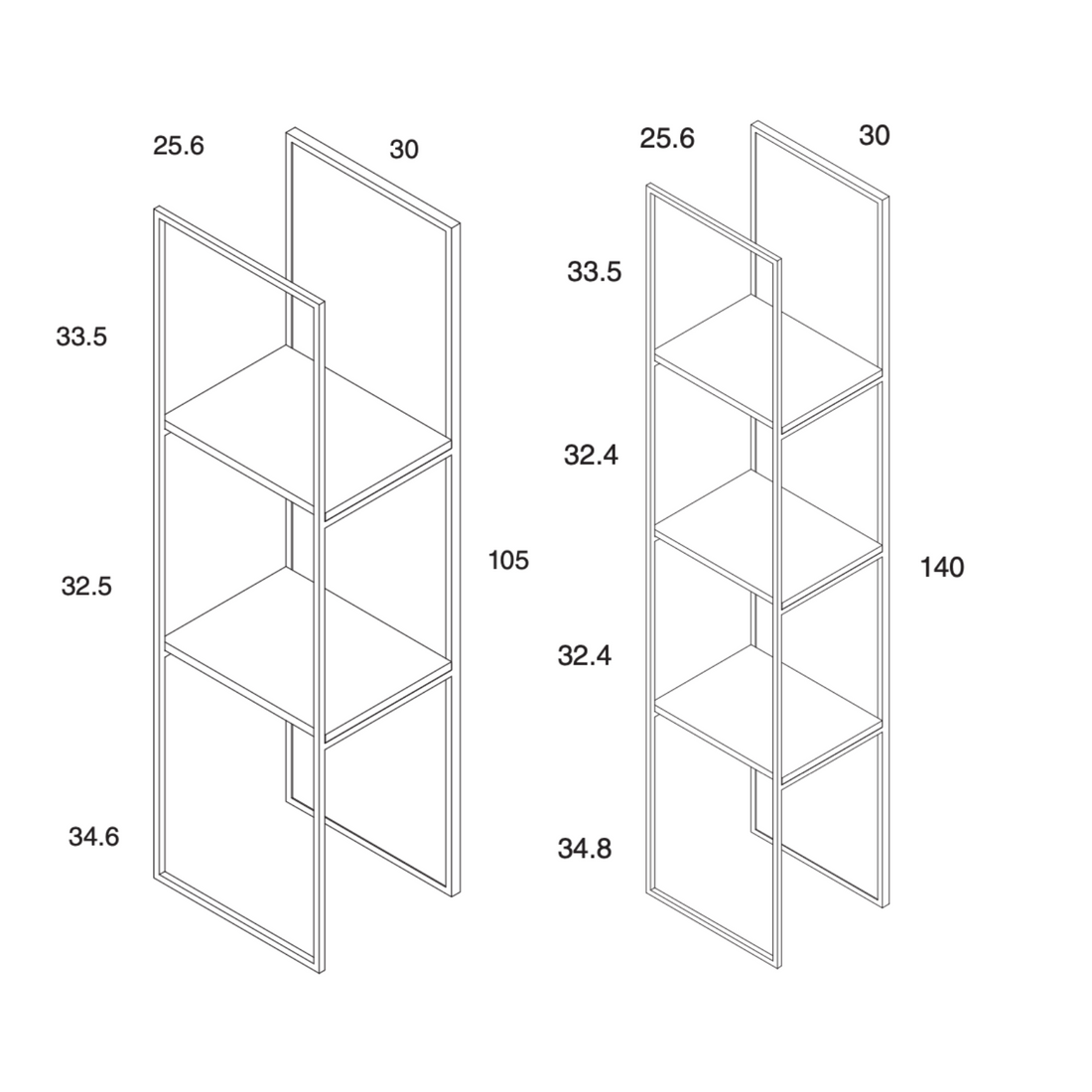 MOBENIA Pin Shelves Dimensions