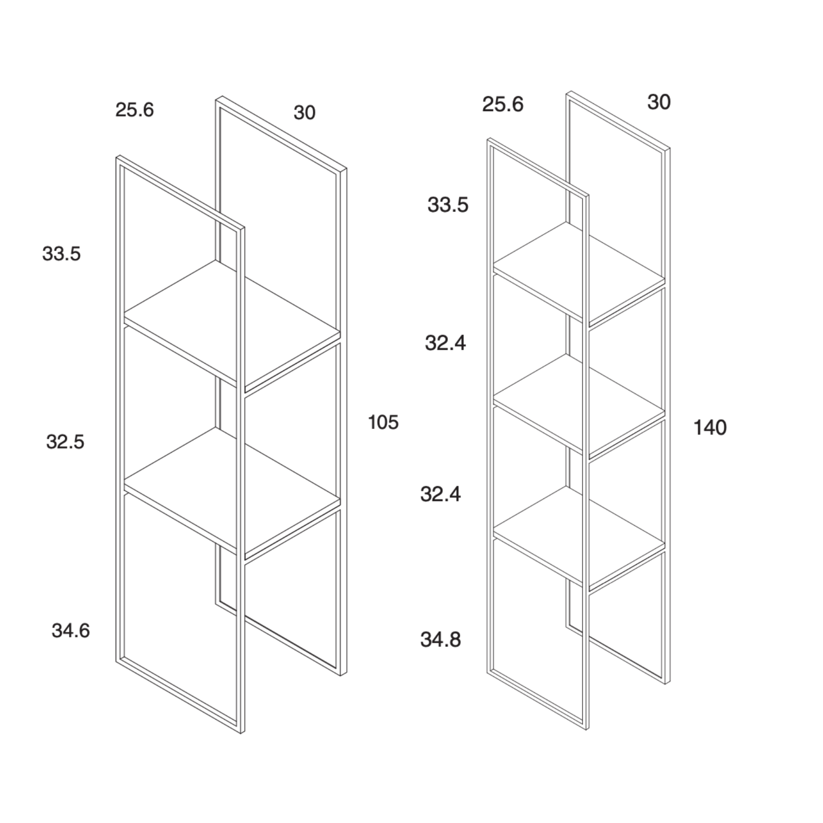 MOBENIA Pin Shelves Dimensions