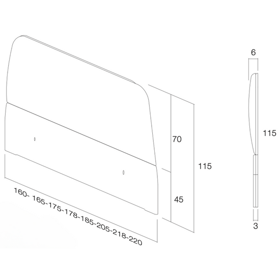 MOBENIA Trapez Bed Headboard dimensions