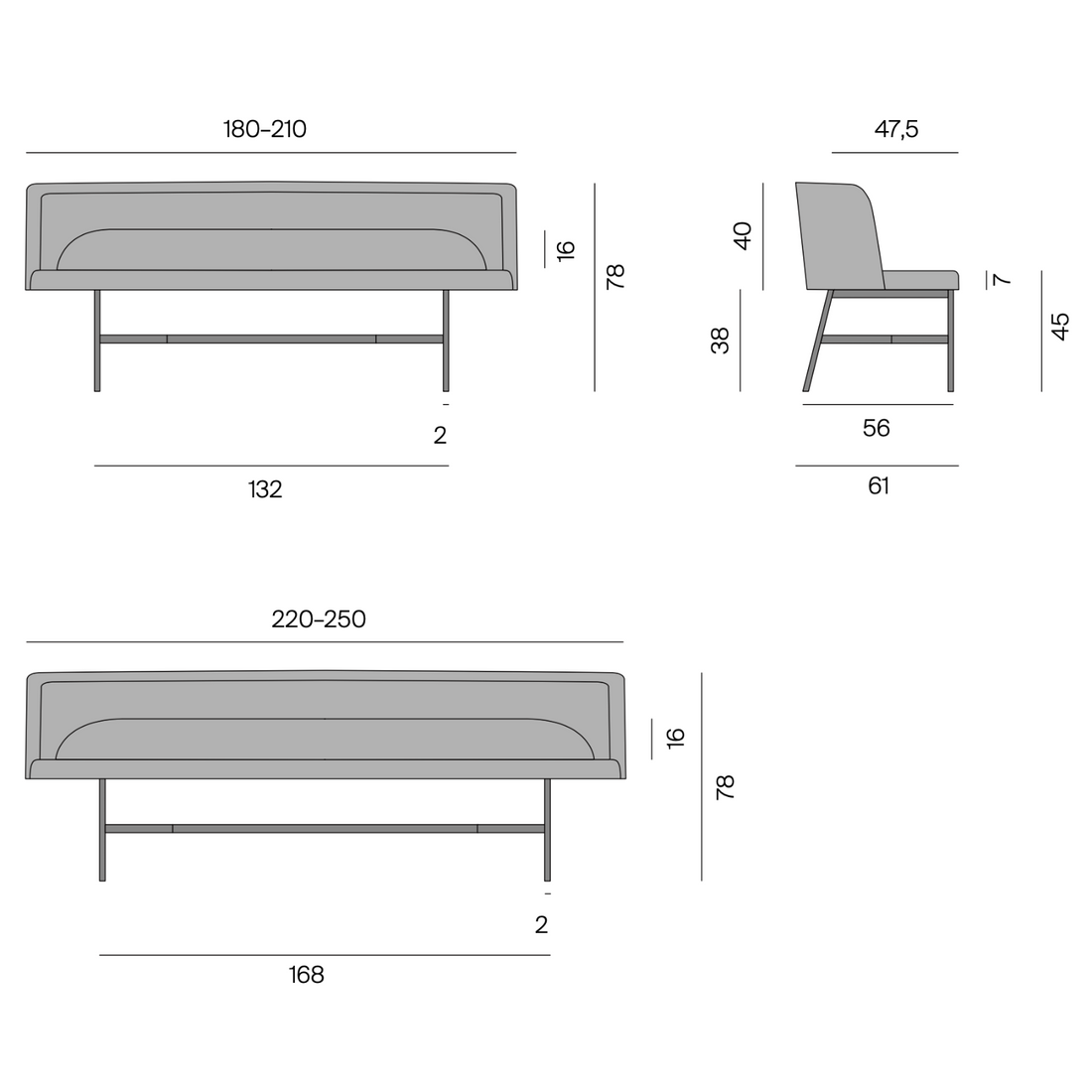 More Moebel Harri Bench Dimensions