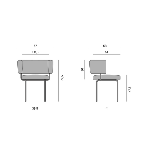 More Moebel Chair OSO Dimensions