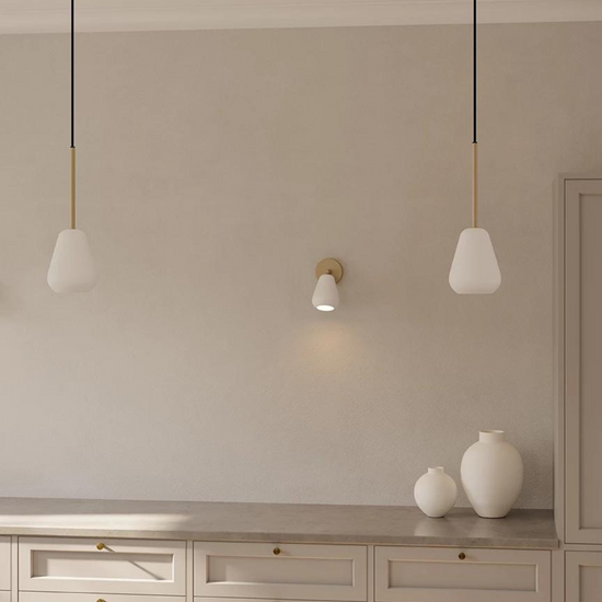 NUURA Anoli Wall and Ceiling Light Nordic Gold and White Example