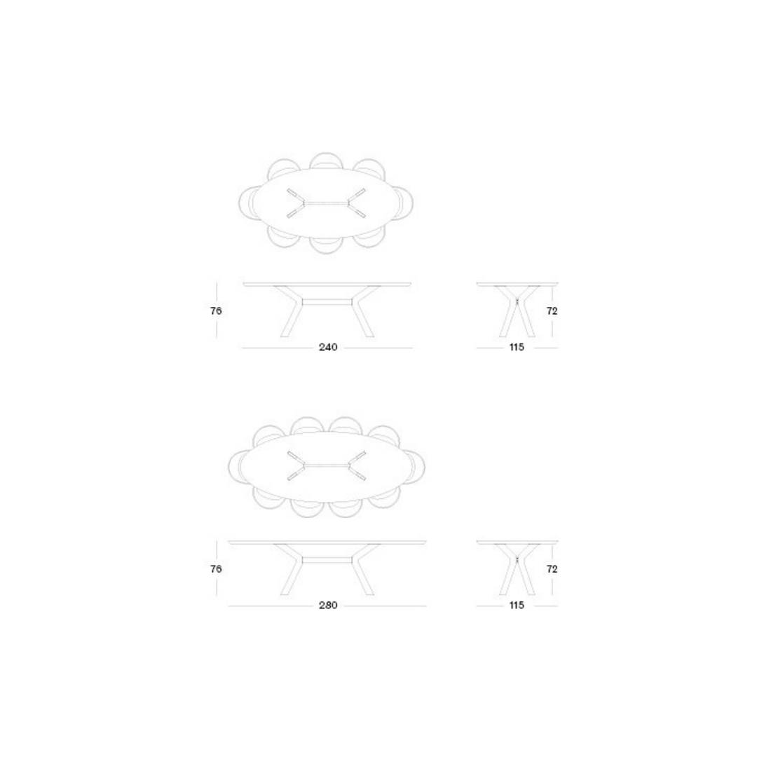 VS Albert DiningTable Ellipse DImensions