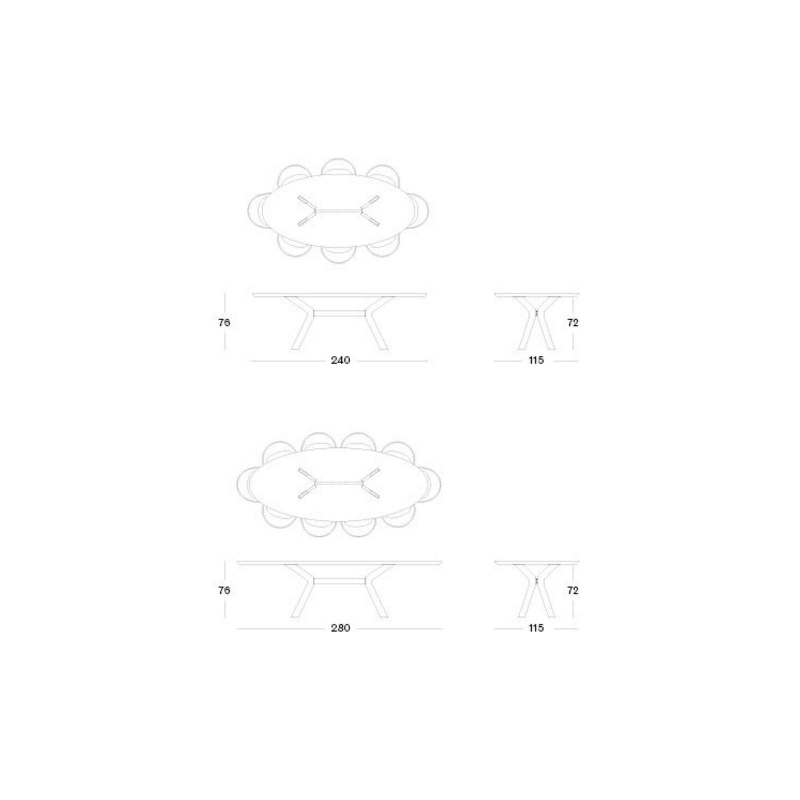 VS Albert DiningTable Ellipse DImensions