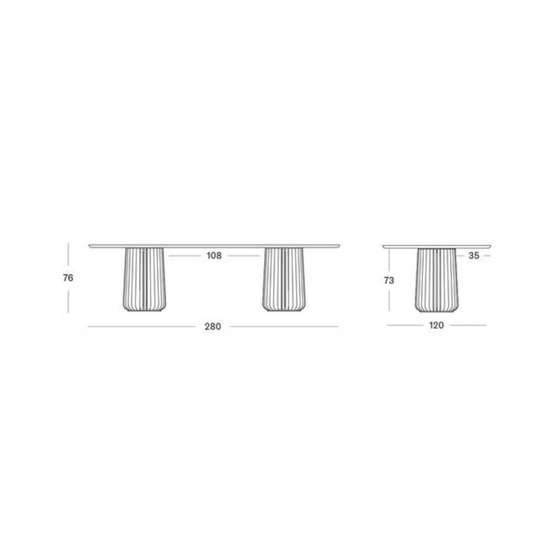 VS Maru Oval Dining Table Dimensions