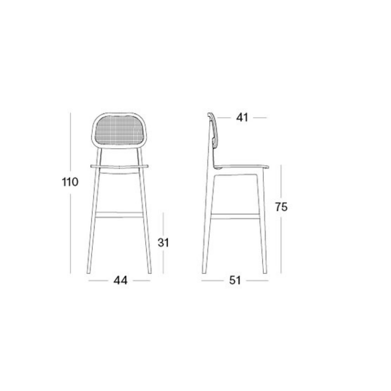 VS Titus Bar Stool Dimensions