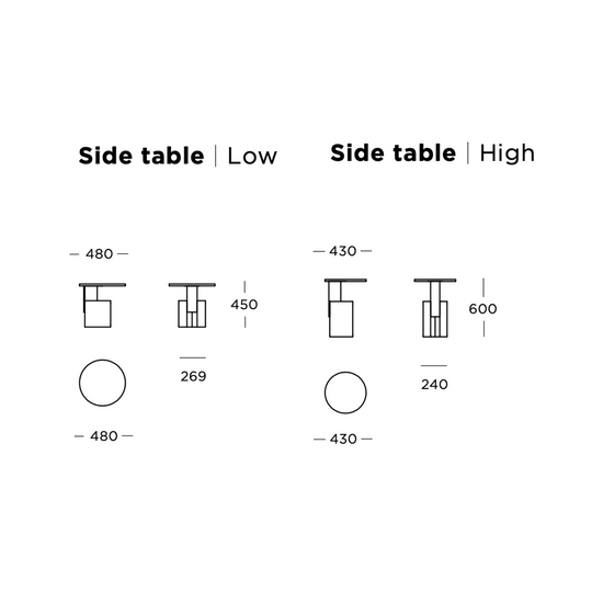 Wendelbo Wedge Tables Dimensions