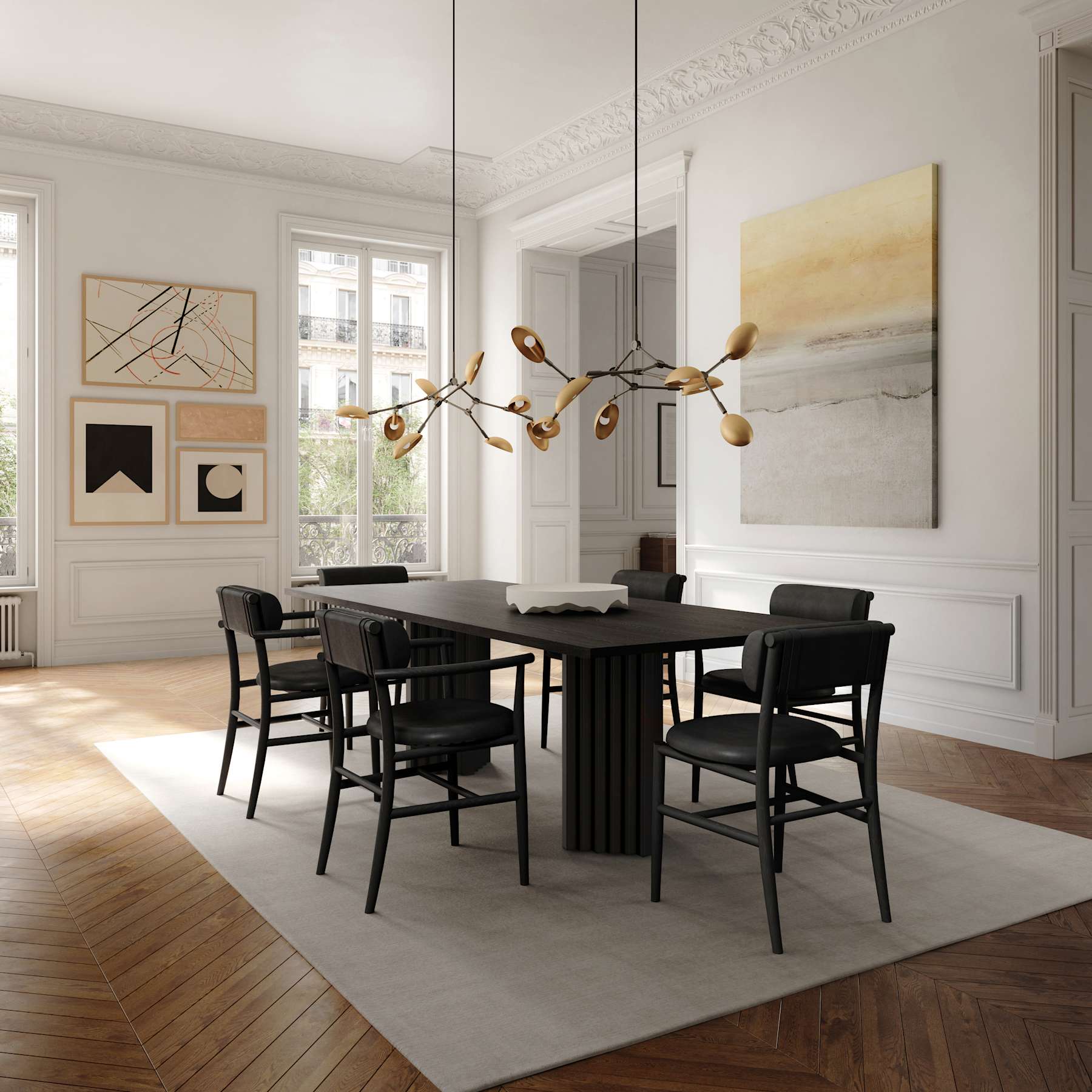 Arc Dining Table, L250 - Coffee Black Oak