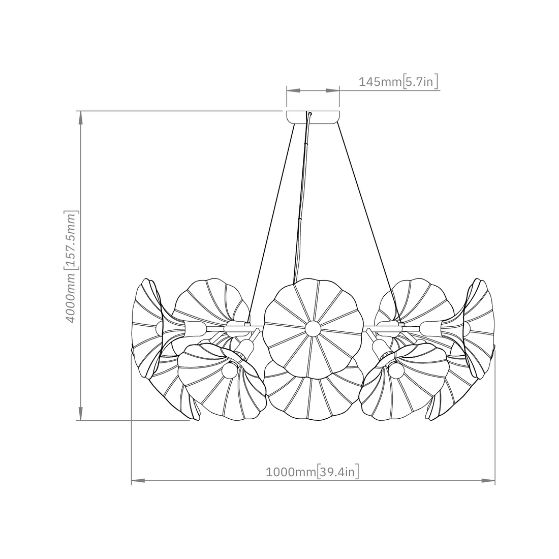 Petalii 10 | Ceiling Polished Brass Chandelier