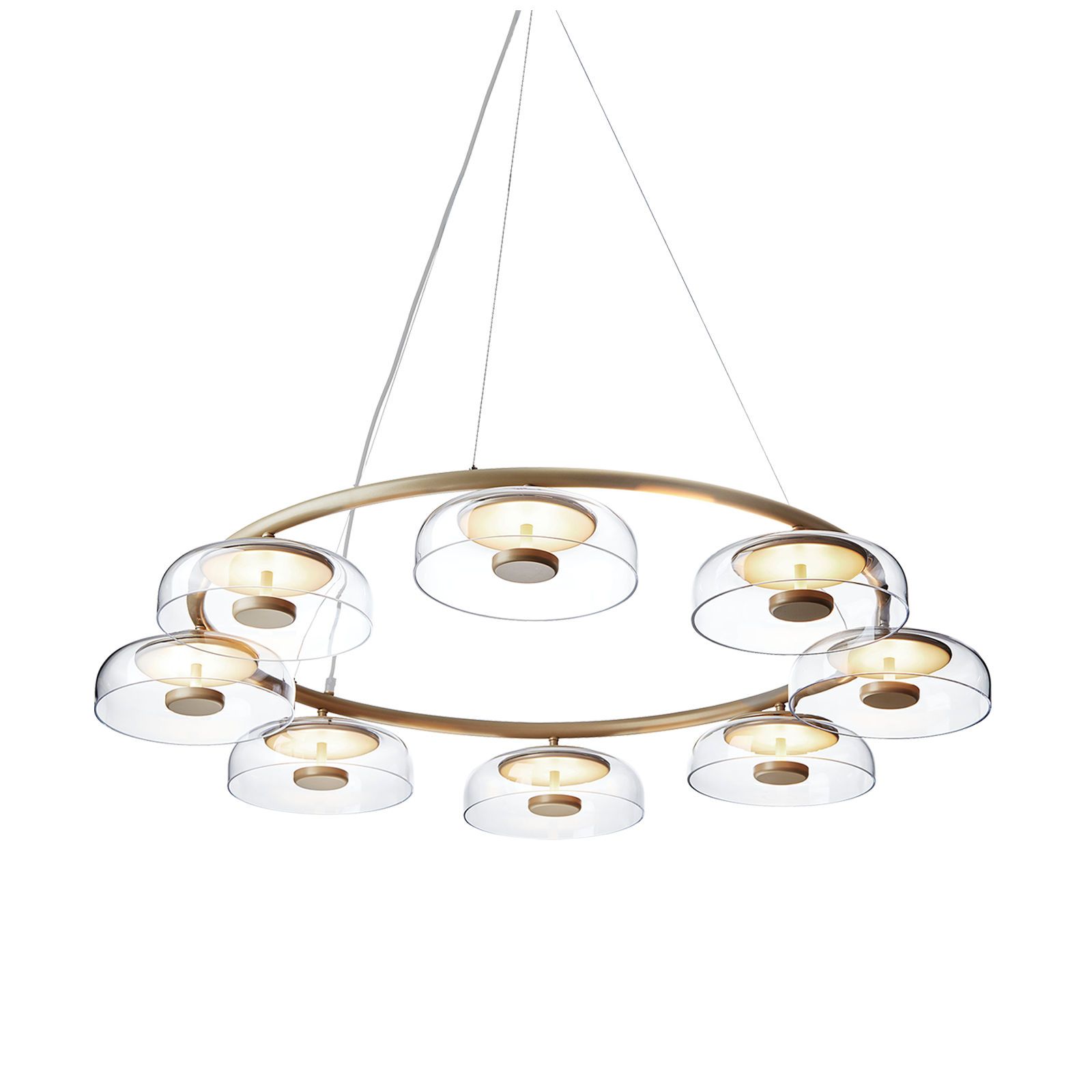 Blossi 8 | Nordic Gold and Clear Glass Chandelier