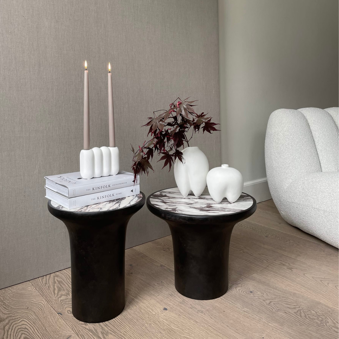 Trumpet | Side Table Low Calacatta Stone