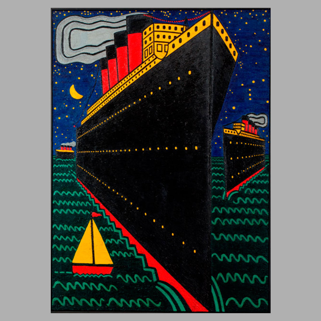 Ships in the Night | Framed Oil Painting